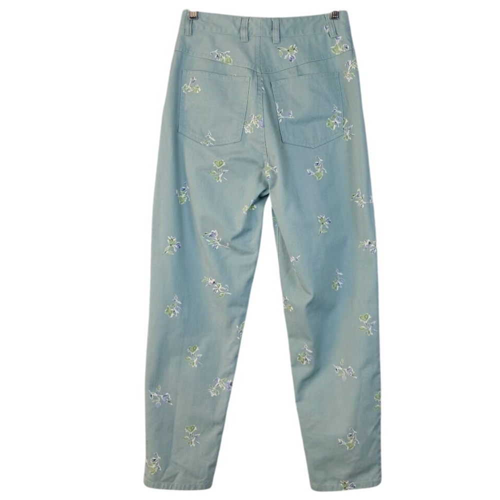 TALBOTS Petites 6P Floral Print Teal Women's Mom Jeans 100%‎ Cotton Straight Leg - Picture 3 of 7